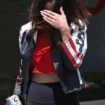 Selena Gomez Premium Black American Flag Leather Jacket