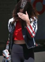 Selena Gomez Premium Black American Flag Leather Jacket