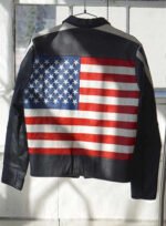 Selena Gomez Premium Black American Flag Leather Jacket