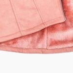 Shearling Pink Coat with Faux Fur Collar Long Coat In Leather For Women