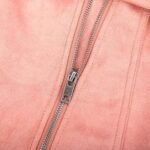 Shearling Pink Coat with Faux Fur Collar Long Coat In Leather For Women