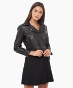 Short Body Leather Jacket in Black for Women