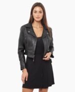 Short Body Leather Jacket in Black for Women