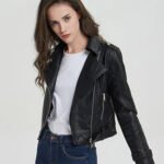 Short Slim Zipper Biker Leather Jacket