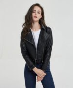 Short Slim Zipper Biker Leather Jacket