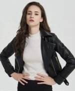 Short Slim Zipper Biker Leather Jacket