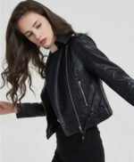 Short Slim Zipper Biker Leather Jacket