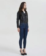 Short Slim Zipper Biker Leather Jacket