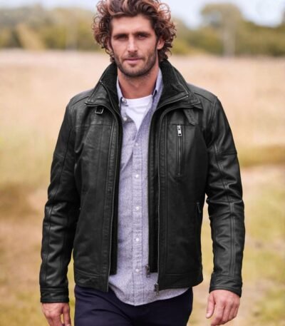 Signature Leather Borg Lined Biker Jacket