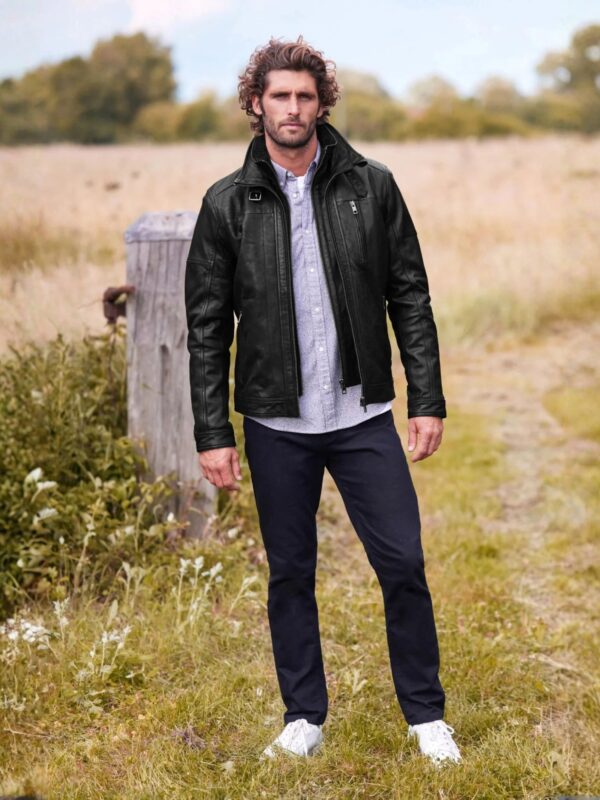 Signature Leather Borg Lined Biker Jacket