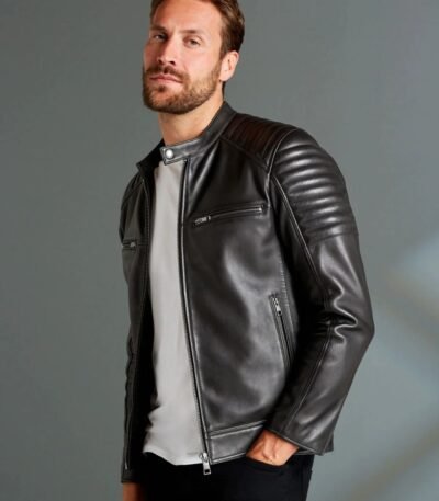 Signature Leather Quilted Racer Jacket