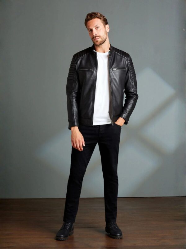 Signature Leather Quilted Racer Jacket