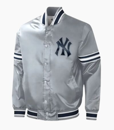Slider NY Yankees Varsity Gray Satin Jacket