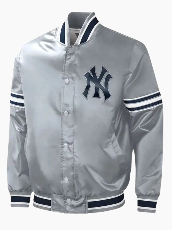 Slider NY Yankees Varsity Gray Satin Jacket