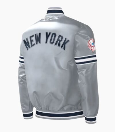 Slider NY Yankees Varsity Gray Satin Jacket