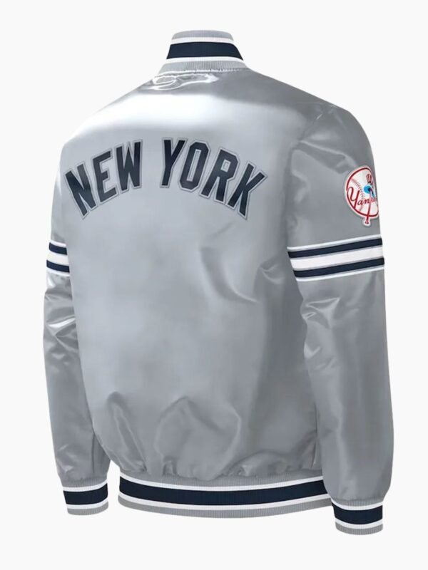 Slider NY Yankees Varsity Gray Satin Jacket