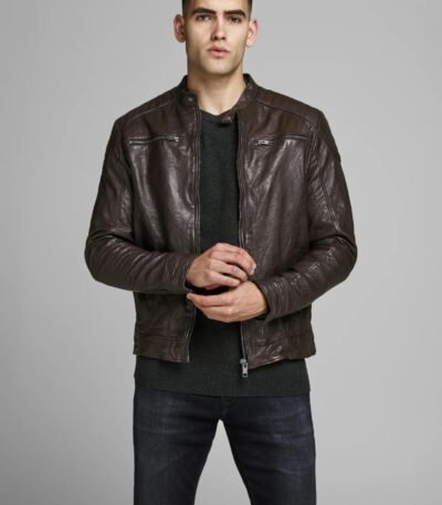 Slim Body Sheepskin Decant Leather Jacket