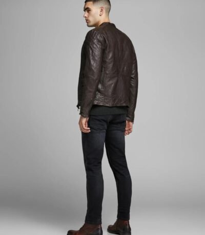 Slim Body Sheepskin Decant Leather Jacket
