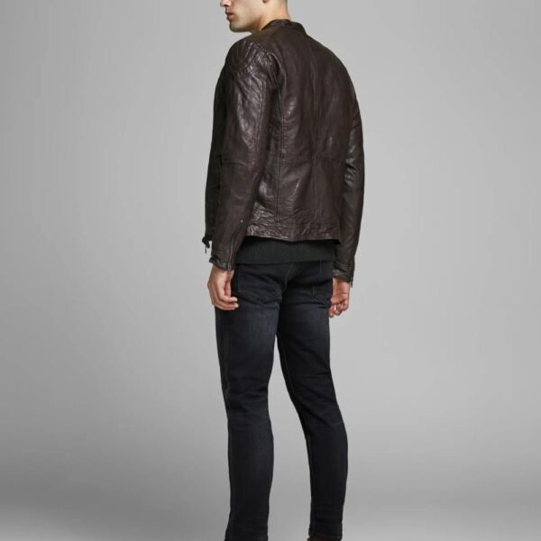 Slim Body Sheep Skin Decant Leather Jacket