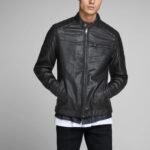 Slim Fit Bomber Style Leather Jacket