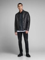 Slim Fit Bomber Style Leather Jacket