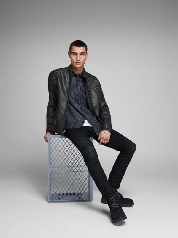 Slim Fit Bomber Style Leather Jacket
