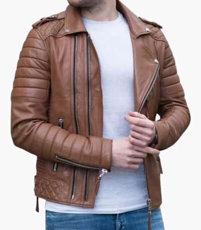 Slim Fit Genuine Brown Motorcycle Leather Jacket