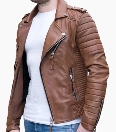 Slim Fit Genuine Brown Motorcycle Leather Jacket