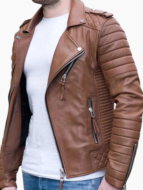 Slim Fit Genuine Brown Motorcycle Leather Jacket