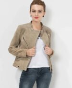Slim Fit Genuine Leather Jacket for Women