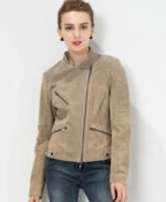 Slim Fit Genuine Leather Jacket for Women