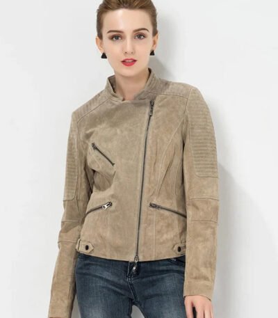 Slim Fit Genuine Leather Jacket for Women