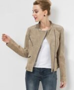 Slim Fit Genuine Leather Jacket for Women