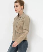 Slim Fit Genuine Leather Jacket for Women