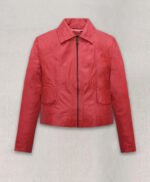 Soft Tango Red Washed Jennifer Lopez Gigli Leather Jacket