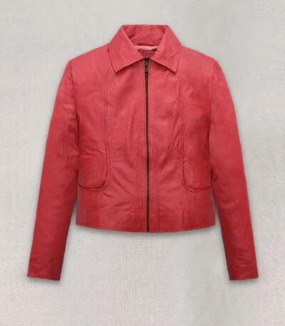 Soft Tango Red Washed Jennifer Lopez Gigli Leather Jacket