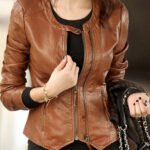 Women Sheepskin Genuine Leather Motorcycle Jacket