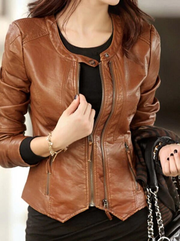 Women Sheepskin Genuine Leather Motorcycle Jacket