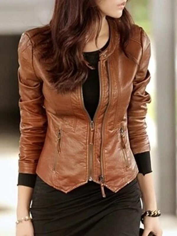 Women Sheepskin Genuine Leather Motorcycle Jacket