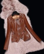 Women Sheepskin Genuine Leather Motorcycle Jacket
