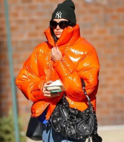 Street Wear Dua Lipa Down Orange Jacket