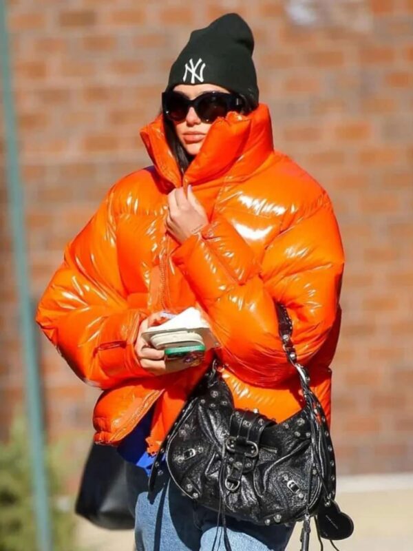 Street Wear Dua Lipa Down Orange Jacket