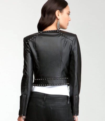 Studded Genuine Leather Jacket For Women