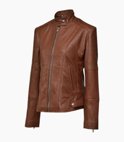 Stylish Brown Leather Biker Jacket