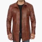 Stylish Brown Leather Car Coat
