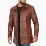 Stylish Brown Leather Car Coat