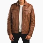 Stylish Brown Racer Leather Jacket for Men