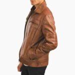 Stylish Brown Racer Leather Jacket for Men
