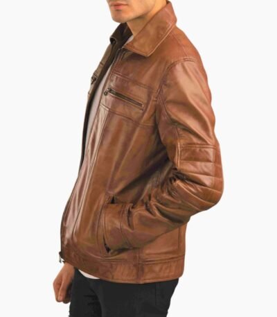 Stylish Brown Racer Leather Jacket for Men