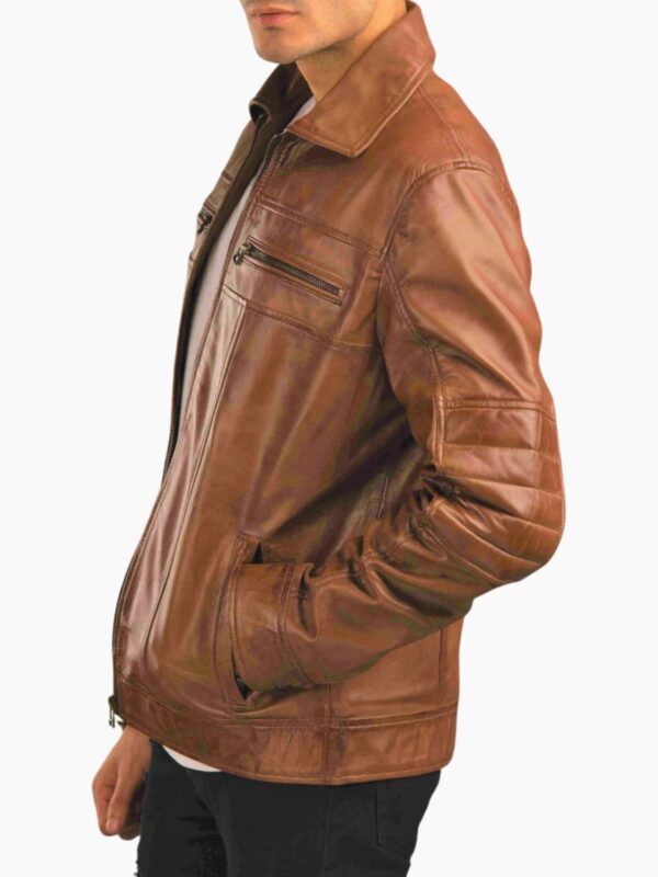 Stylish Brown Racer Leather Jacket for Men
